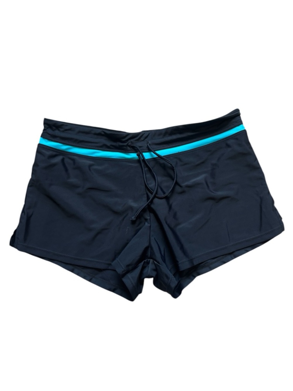 Black Swim Shorts with Blue Stripe